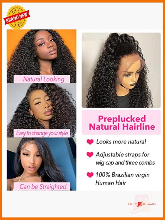 250% Density 13x6 HD Transparent Lace Front Wig Human Hair Kinky Curly Pre